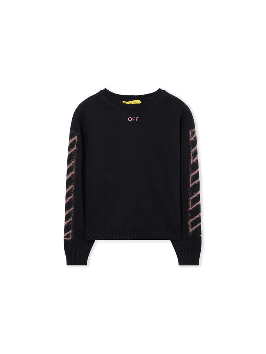 OFF WHITE Off Diag Arrow Knit Crewneck Sweater BLACK 44GHE002F26K001
