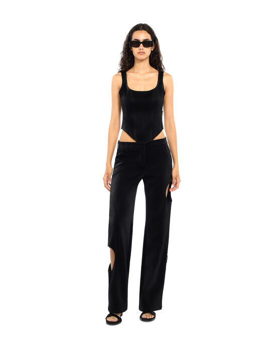Velvet-Coated Corset Top OFF WHITE Velvet-Coated Corset Top Black-Black 2FA00396T