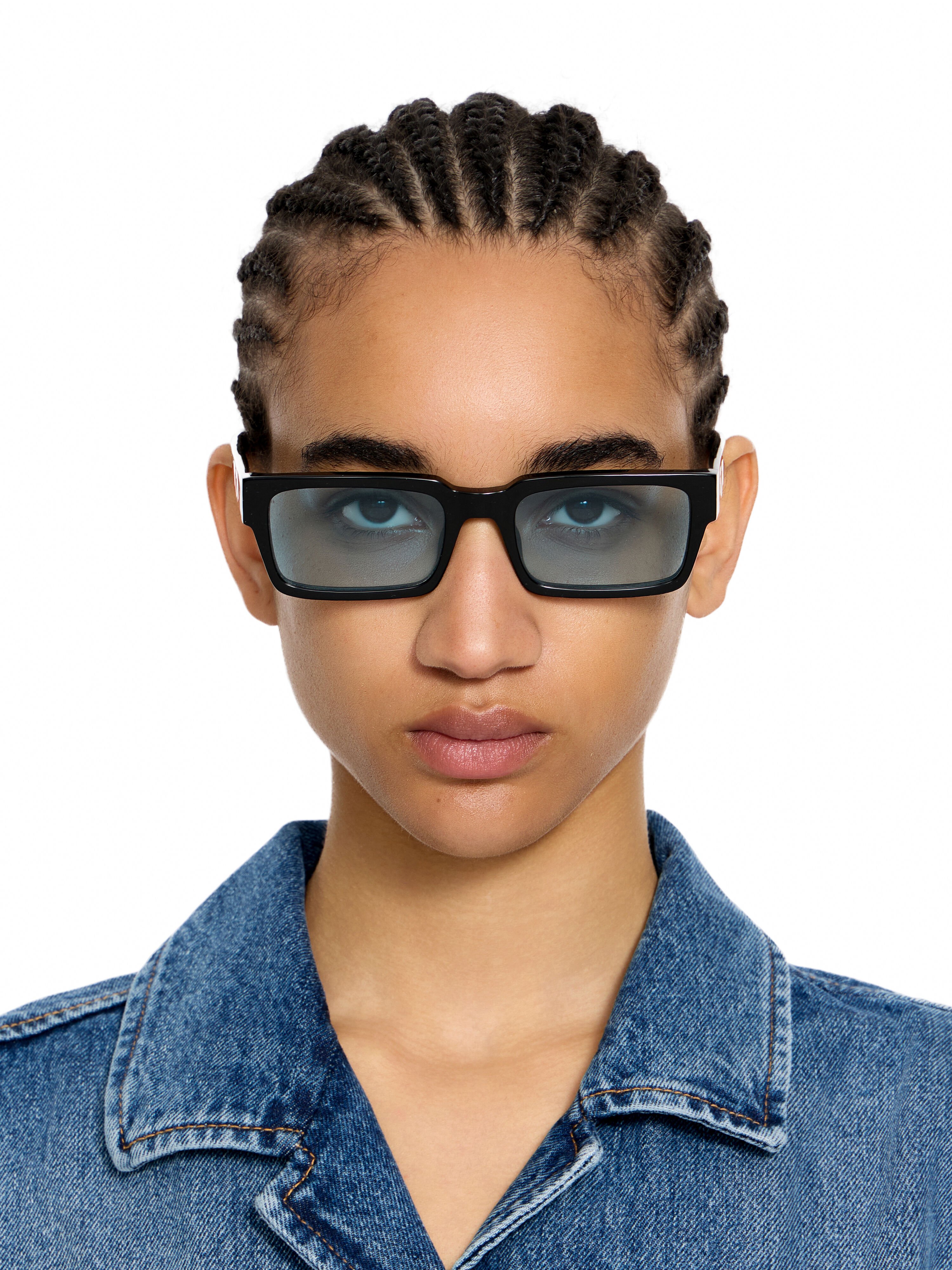 Huntington Blue Lens Sunglasses OFF WHITE Huntington Blue Lens Sunglasses Shiny Black OW1032104055