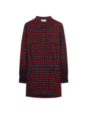 OFF WHITE Check Flannel Arrow Dress BORDEAUX/PURPLE-BLUE IRIS OWDG00CF25FAB001
