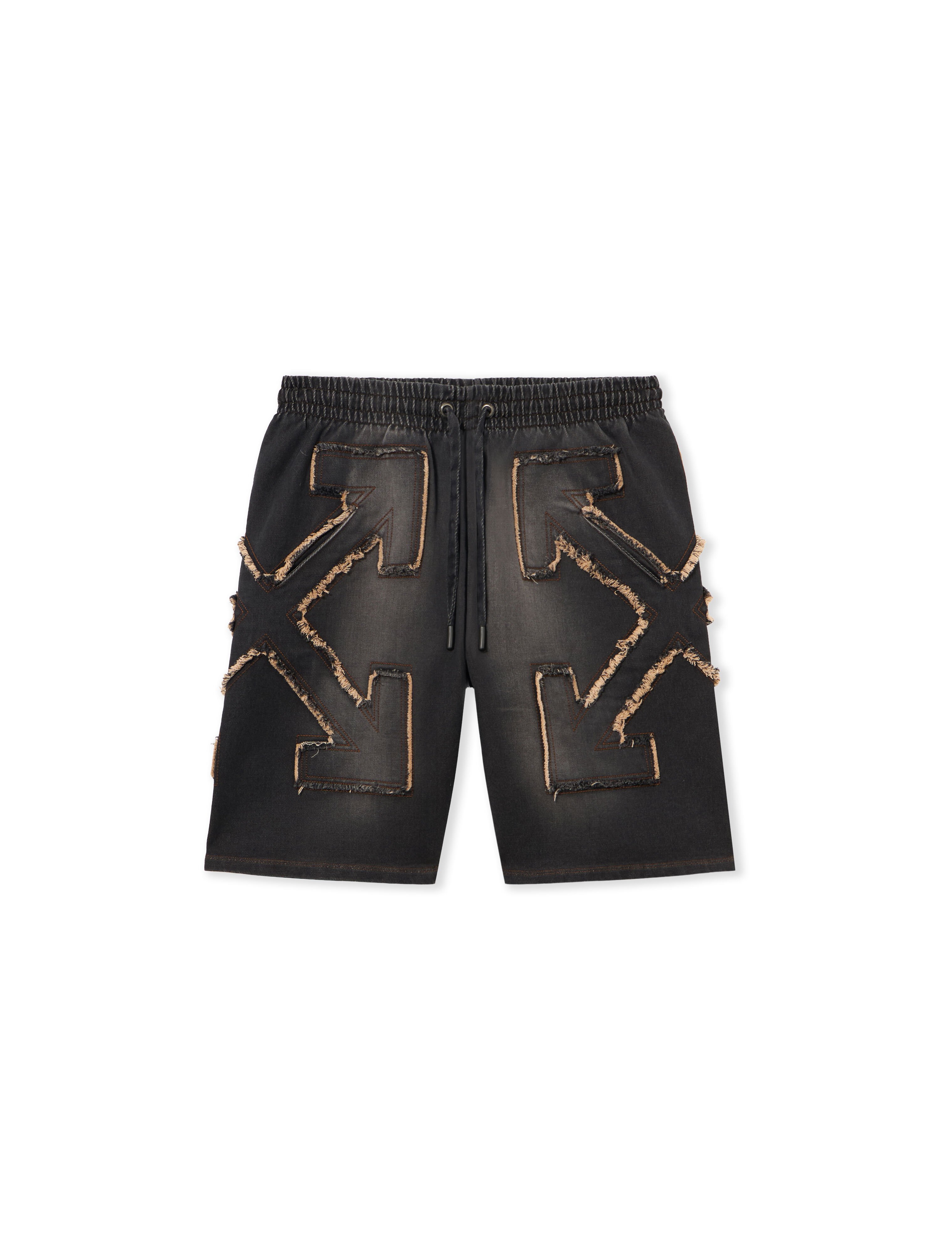 OFF WHITE Distress Arr Skate Sweatshort HIGHLIGHTED BLACK 44MCI013S26D001