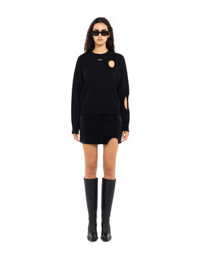 Meteor Cropped Knit Sweater OFF WHITE Meteor Cropped Knit Sweater Black-White 2FE00527T