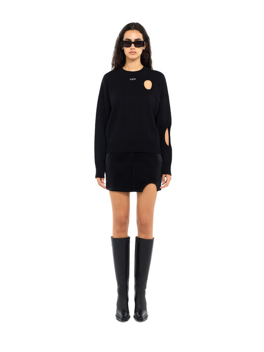 Meteor Cropped Knit Sweater OFF WHITE Meteor Cropped Knit Sweater Black-White 2FE00527T