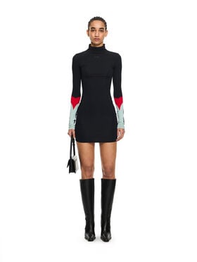OFF WHITE Lycra Collar Insert Mini Dress Black-Black 2DB57DS26JER001