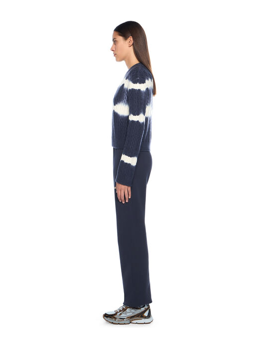OFF WHITE Tiedye Cable Crop Crewneck Sweater BLUE IRIS-WHITE OWHE10IF25KNI001