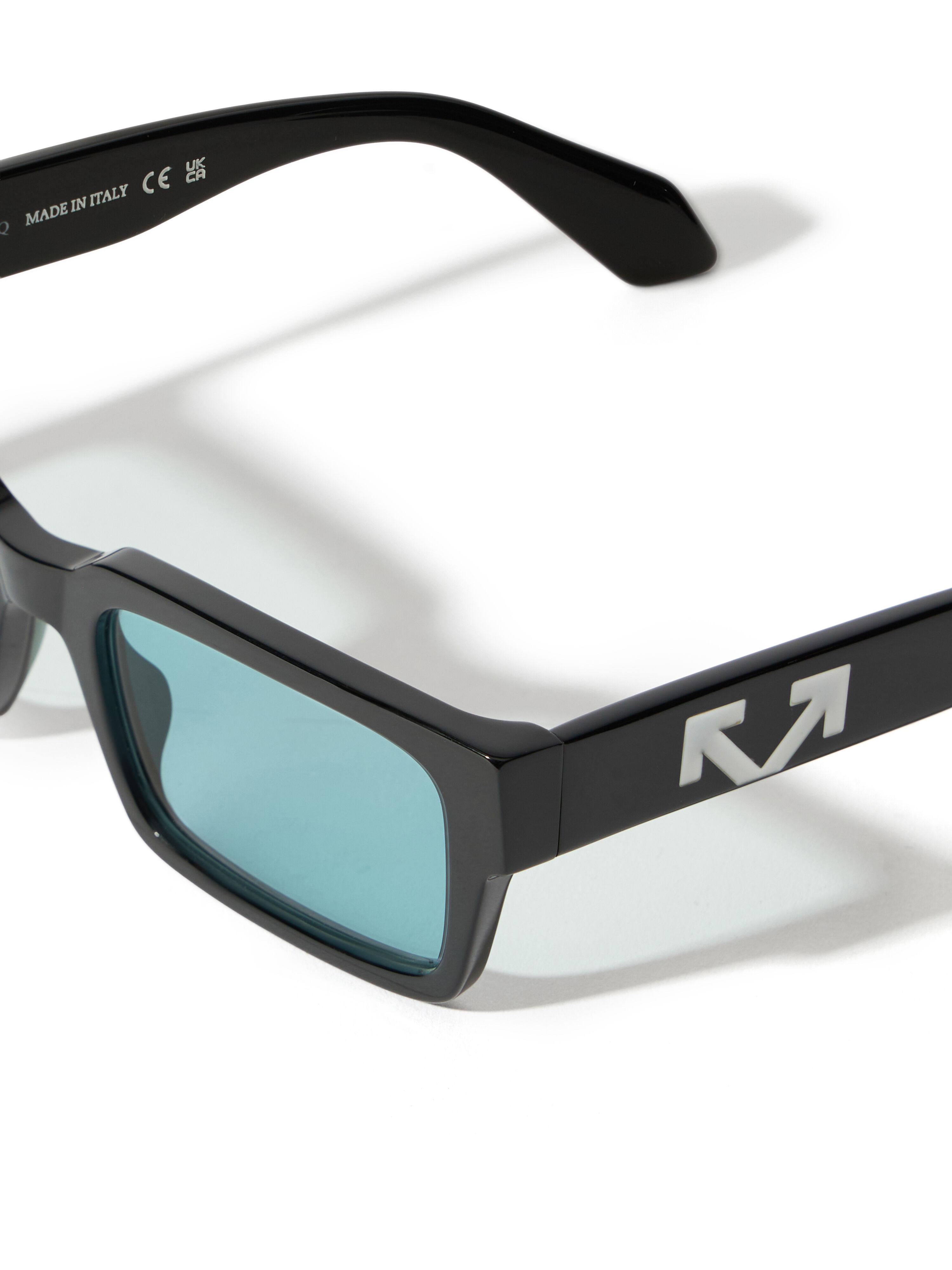 OFF WHITE Huntington Blue Lens Sunglasses Shiny Black OW1032104055