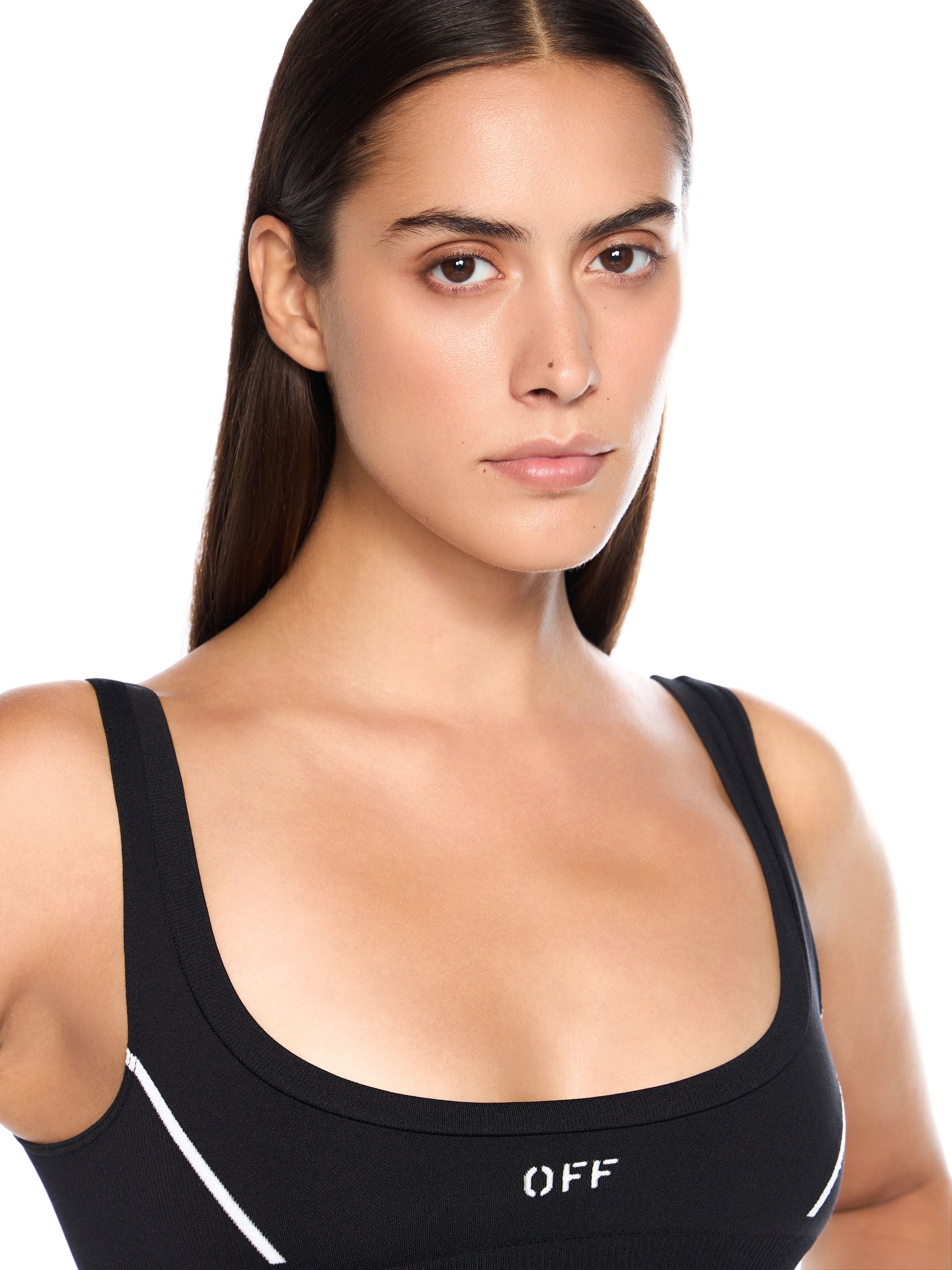OFF WHITE Off Stamp Seamless Bra BLACK - WHITE OWVO05NC99KNI001