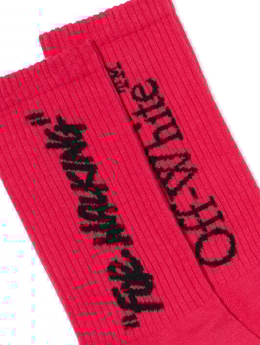 OFF WHITE Mid Calf Socks FUCHSIA - BLACK OWRA035F25KNI003