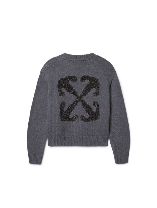 OFF WHITE Arrow Chunky Knit Cardigan GREY OGHB002F24KNI001
