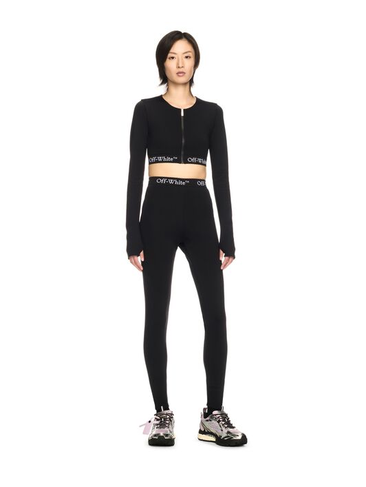 OFF WHITE Black Logo Band Zip Crop Top BLACK OWVB027S25JER001