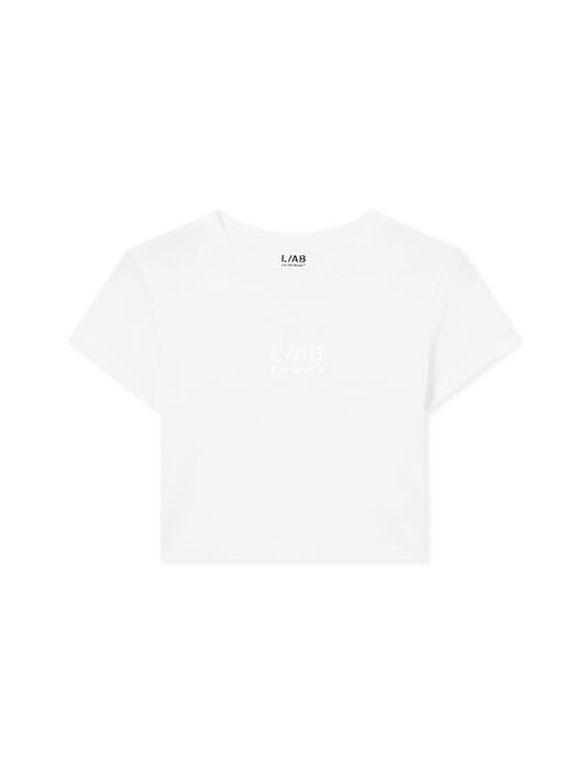 L/AB Basic Ribbed Logo T-Shirt LAB L/AB Basic Ribbed Logo T-Shirt Bright White LABF2639A00012T