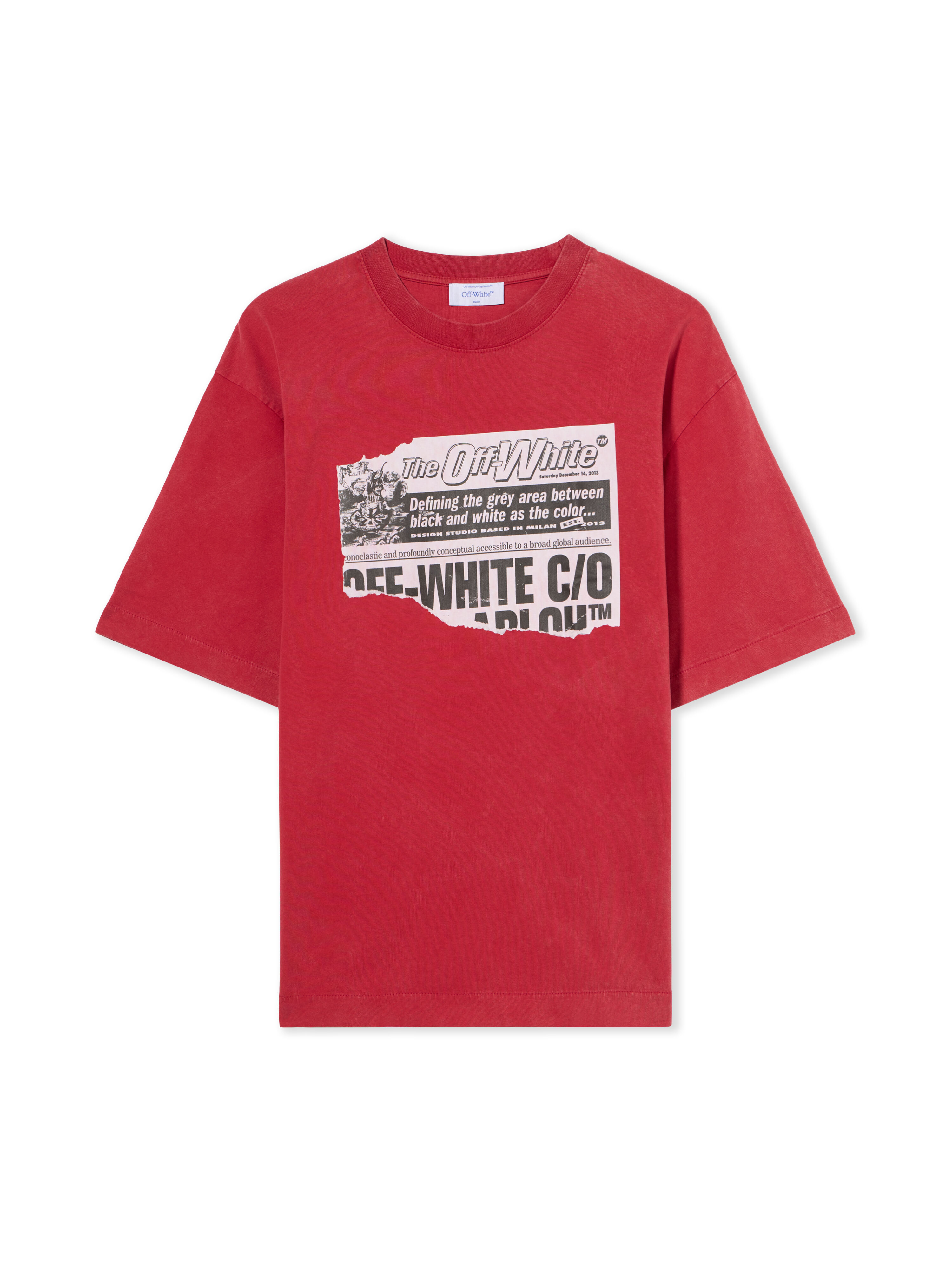 OFF WHITE News Outl Arrow Skate Logo Tee VINTAGE CHILI PEPPER - WHITE OMAA120F25JER009
