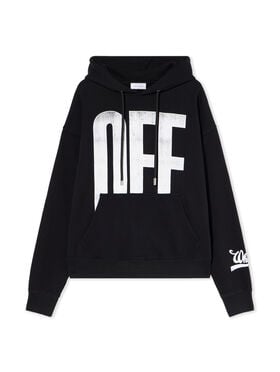 OFF WHITE Big Off Diagonal Skate Hoodie BLACK - WHITE OMBB085F25FLE00Q