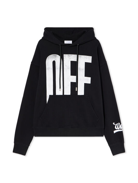 OFF WHITE Big Off Diagonal Skate Hoodie BLACK - WHITE OMBB085F25FLE00Q