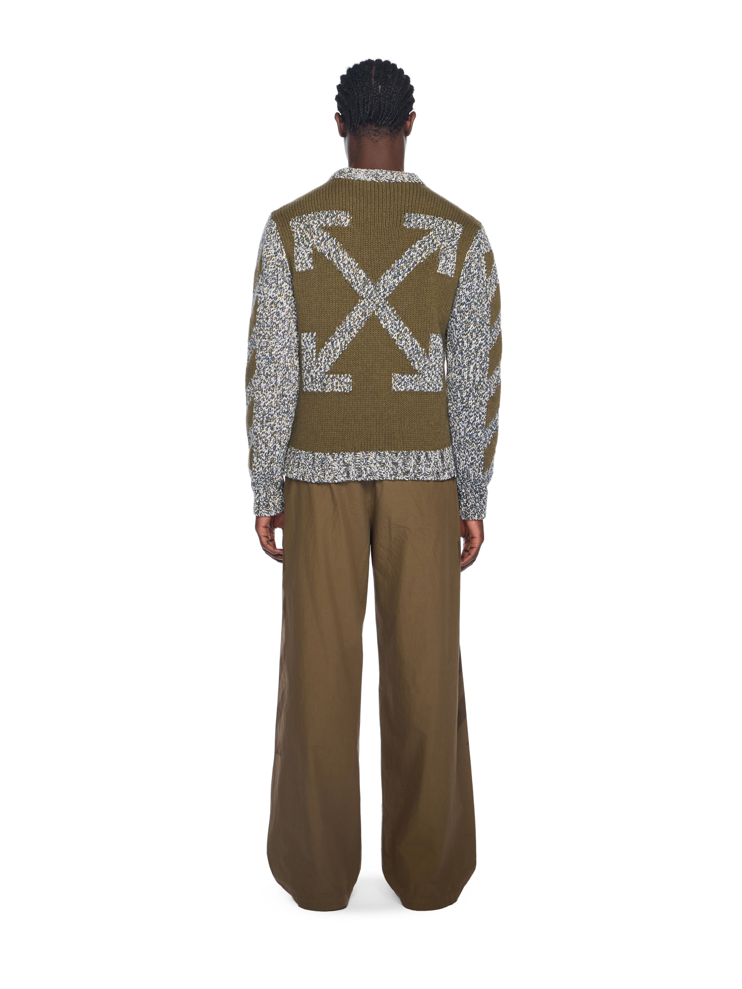 Diagonal Arrow Mouliné Knit Crewneck Sweater OFF WHITE Diagonal Arrow Mouliné Knit Crewneck Sweater BEECH MOULINÈ - BEECH OMHE20HF25KNI001