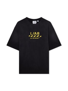 LAB L/AB Diagonal Washed T-Shirt BLACK 44LABF26T059