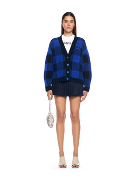 OFF WHITE Jacquard Check Knit Cardigan ELECTRIC BLUE-KENTUCKY BLUE OWHB04JF25KNI001