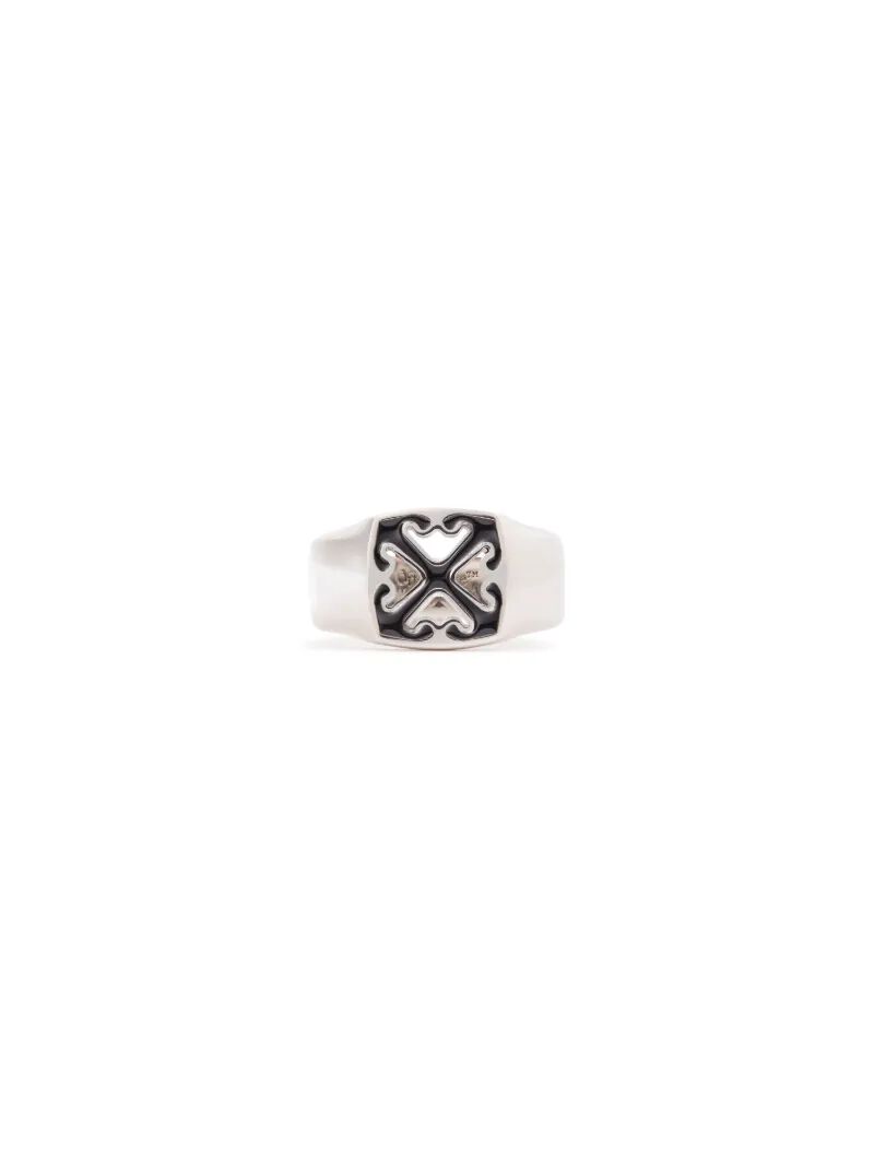 OFF WHITE Enamel Arrow Ring SILVER OMOC078C99MET001