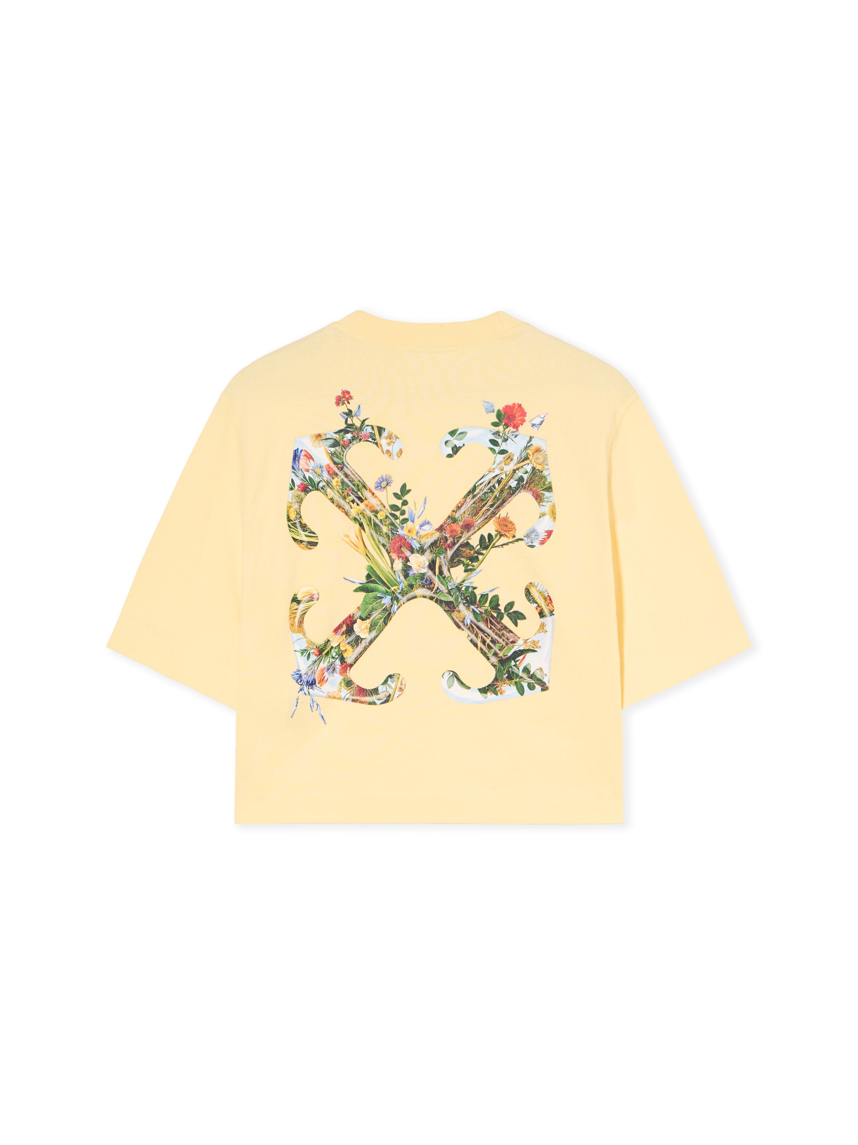 OFF WHITE Arrow Glass Flower Crop Logo Tee DOUBLE CREAM-BLACK OWAA090F25JER001