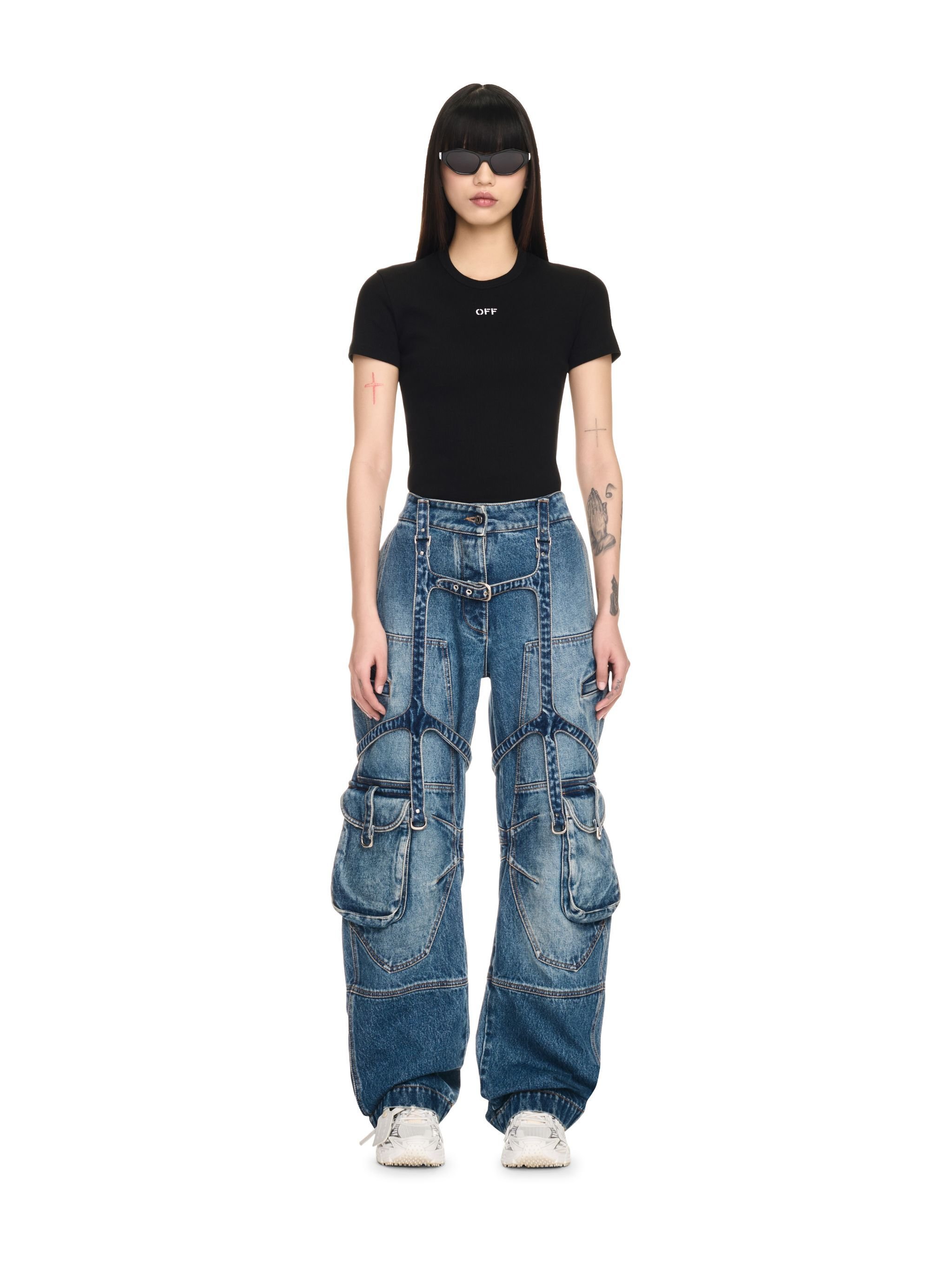 OFF WHITE Cargo Over Pants BLUE OWYB018C99DEN001