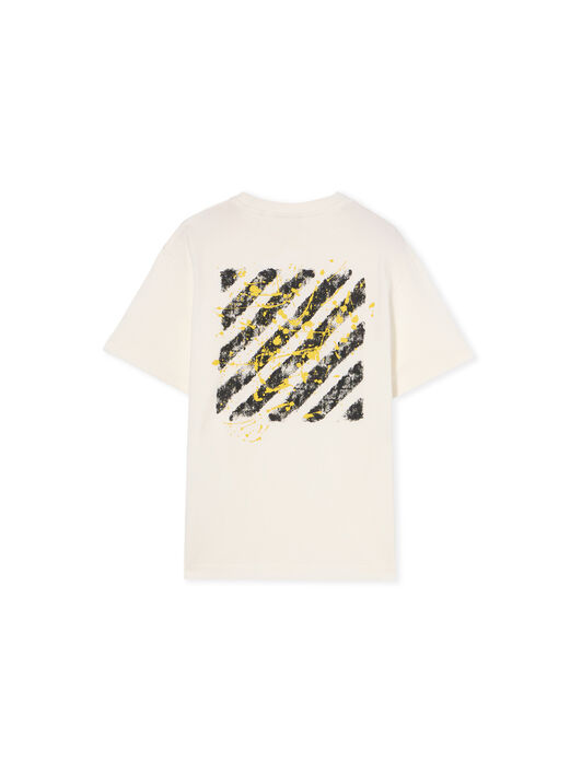 OFF WHITE Diagonal Splat Logo T-Shirt WHITE - YELLOW OBAA002F25JER00A
