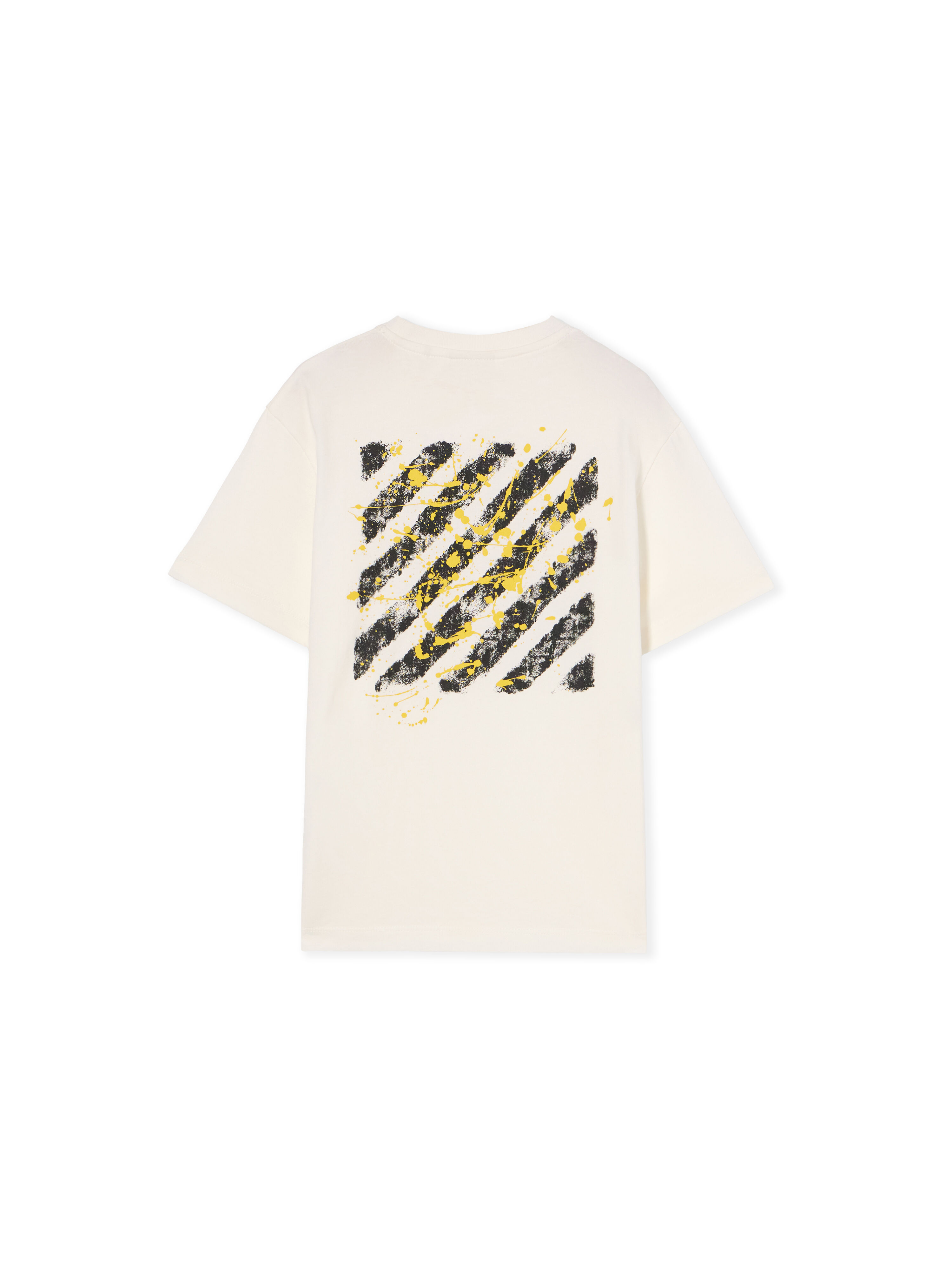 OFF WHITE Diagonal Splat Logo T-Shirt WHITE - YELLOW OBAA002F25JER00A