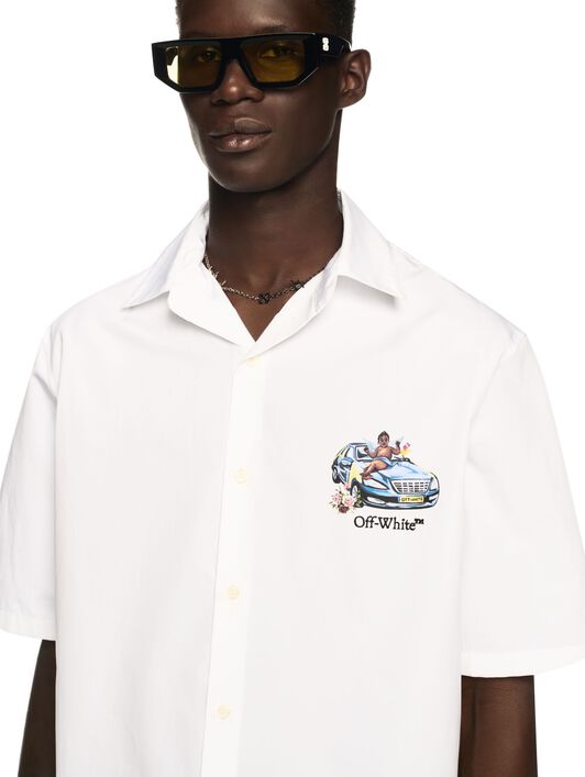 OFF WHITE White Fresco Arrow Bowling Shirt WHITE OMGG013S25FAB001