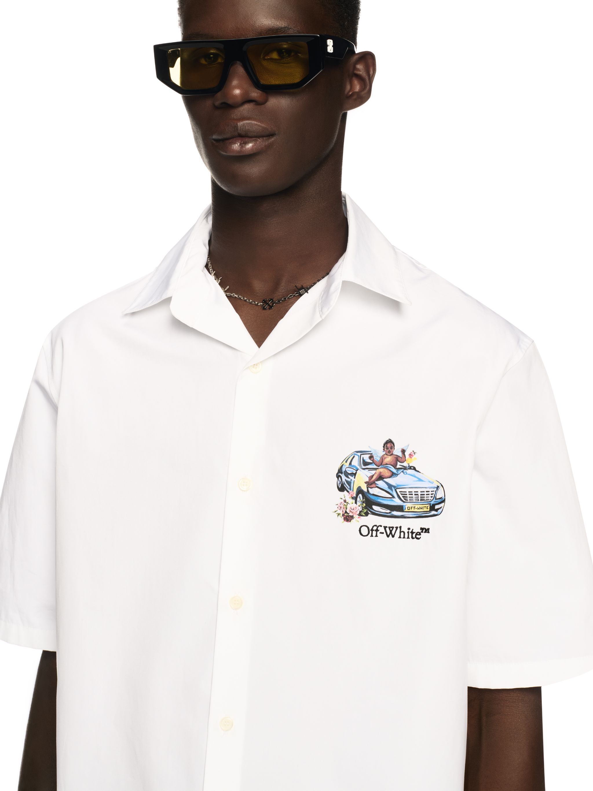 OFF WHITE White Fresco Arrow Bowling Shirt WHITE OMGG013S25FAB001