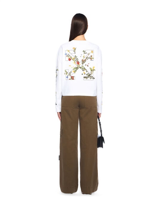 Embroidered Flowers Arrow Long Sleeve T-Shirt OFF WHITE Embroidered Flowers Arrow Long Sleeve T-Shirt WHITE - BLACK OWAB038F25JER001