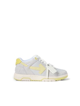 OFF WHITE Out Of Office Suede & Calfski MEDIUM GREY - YELLOW OMIA189F25LEA005