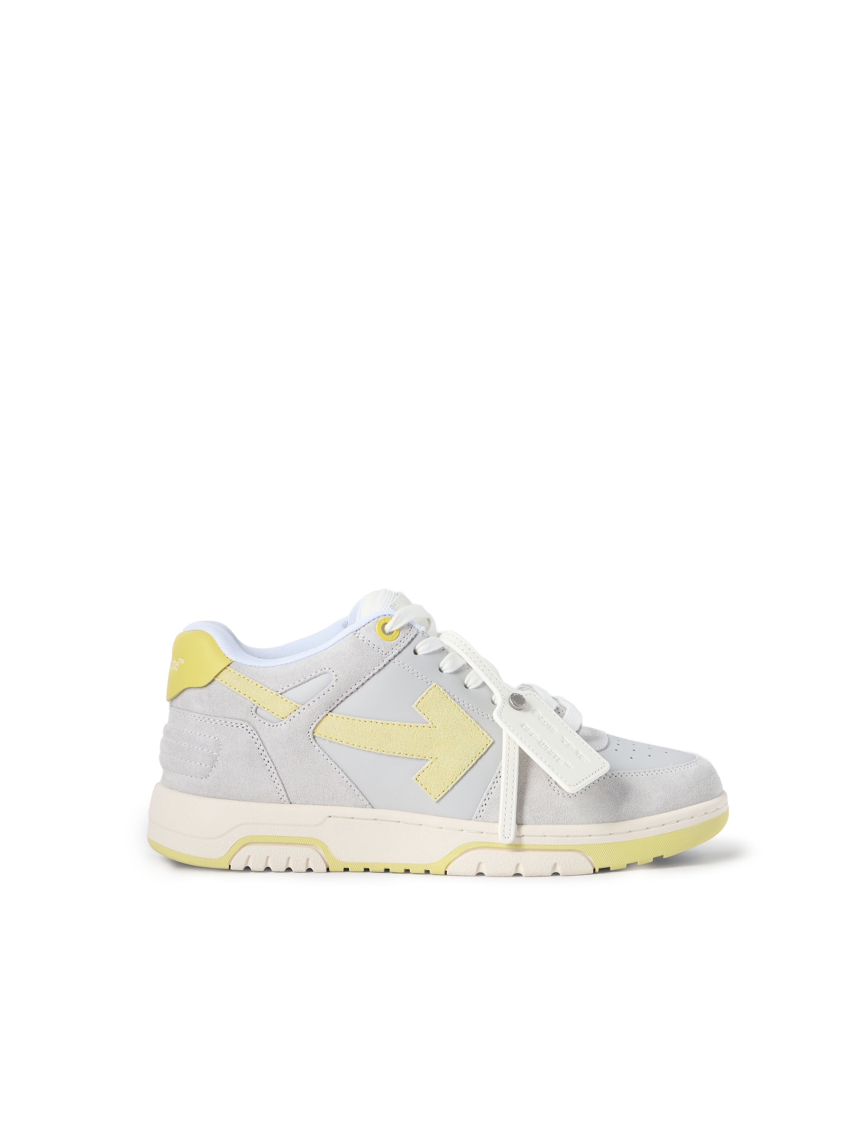 OFF WHITE Out Of Office Suede Sneakers MEDIUM GREY - YELLOW OMIA189F25LEA005
