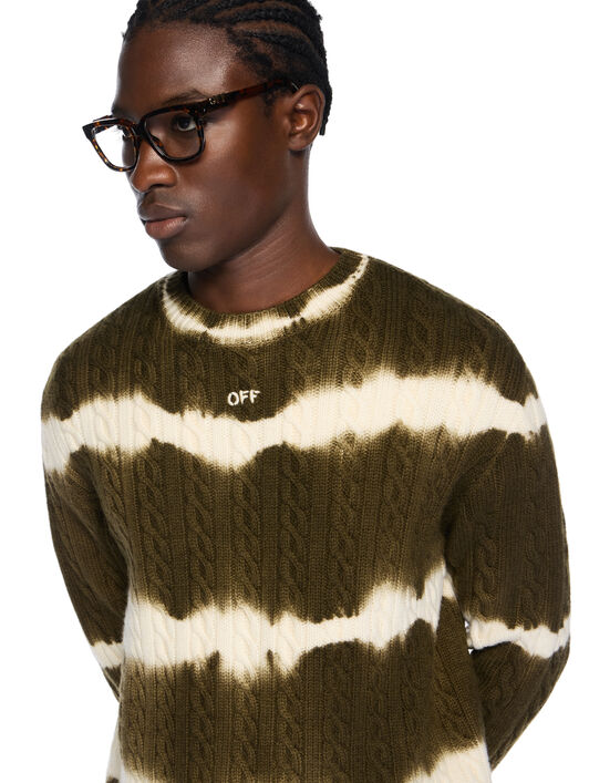 OFF WHITE Off Stamp Cable Knit Crewneck BEECH - CREAM OMHE20MF25KNI001