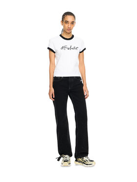 OFF WHITE OW X Swarovski Denim Susy Pants Black-White 2YA069S26DEN004