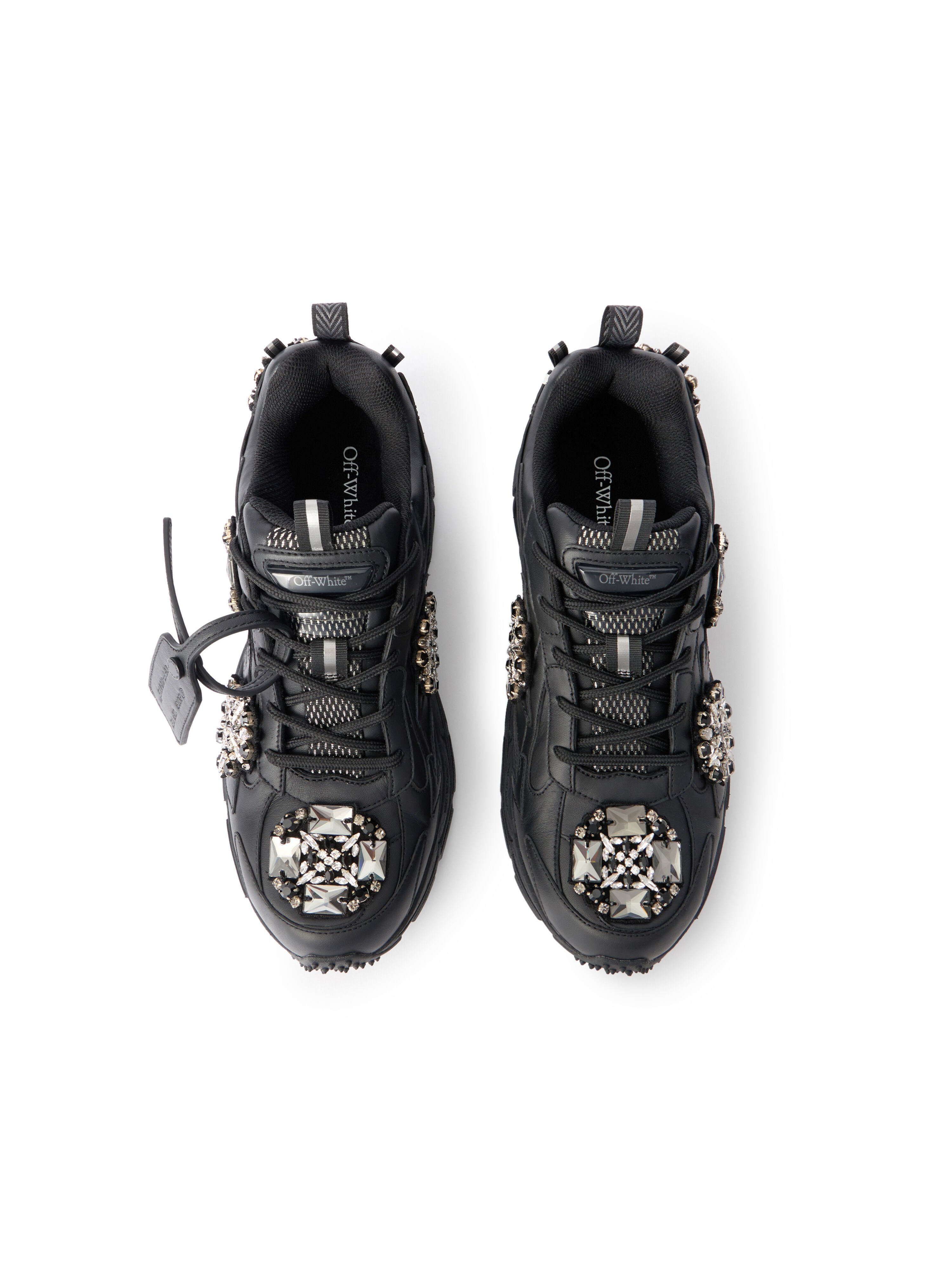 OFF WHITE Be Right Back Bejeweled Sneakers BLACK - SILVER OMIA295Z26LEA003