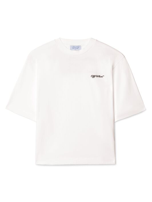 OFF WHITE Embr Script Boxy Tee WHITE OWAA124S25JER004