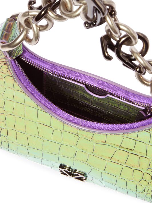 OFF WHITE BORSA A SPALLA HEMISPHERE CON FINITURA COCCODRILLO OLOGRAFICA ROSA OWNN184S25LEA002