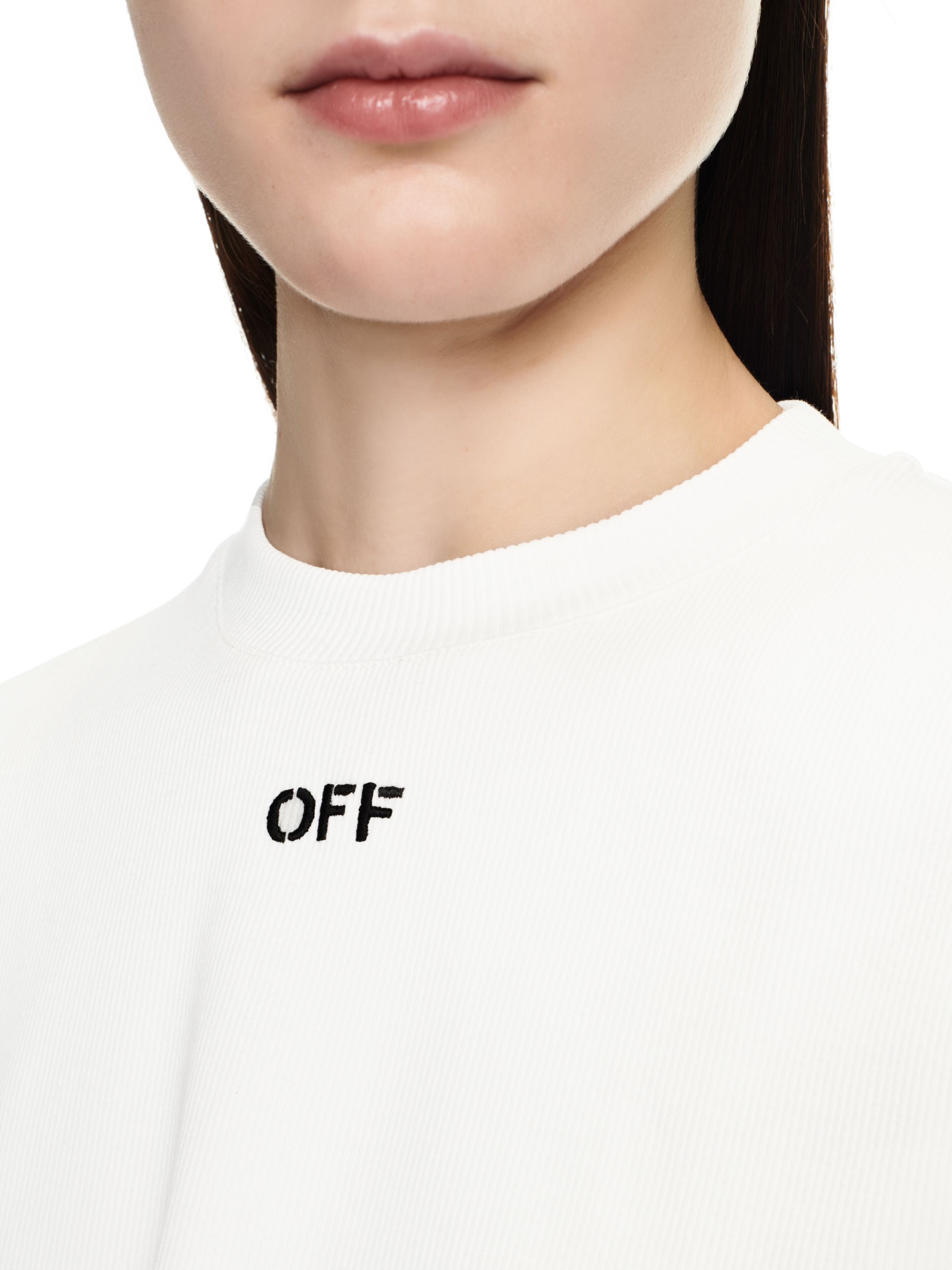 OFF WHITE Off Stamp Rib Cropped Tee White-Black 2AA081C99JER004