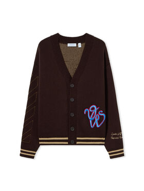OFF WHITE College Varsity Knit Cardigan FRENCH ROAST 44MHB019F26K001