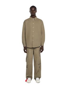 OFF WHITE Racing Staff Sport Overshirt DUSTY OLIVE 44MES01DF26F001