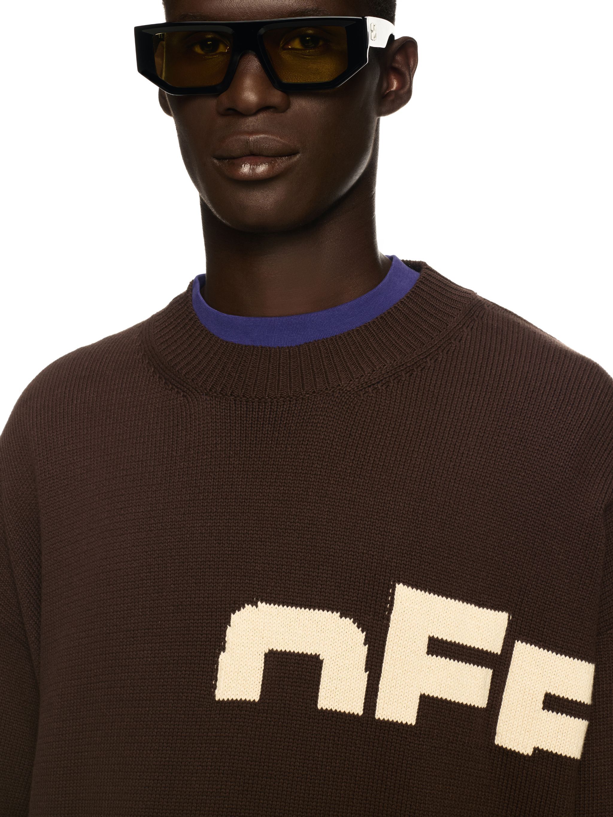 OFF WHITE Black Off Split Knit Sweater BROWN OMHE20AS25KNI002