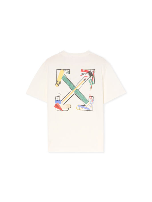 OFF WHITE Bts Arrow Ruler Logo T-Shirt WHITE - MULTICOLOR OBAA002F25JER00K