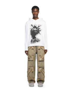 OFF WHITE Desert Arrow 90S Hooded L/S T WHITE - HIGH RISK RED OMAB09DW25JER002