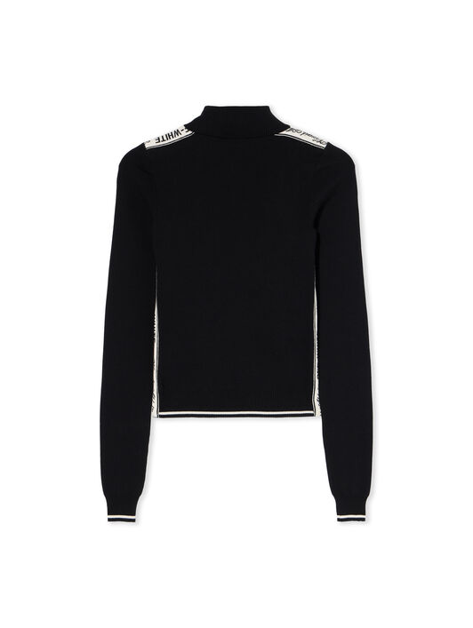 OFF WHITE Logoband Knit Turtleneck Sweater BLACK - WHITE OWHF05BF25KNI001