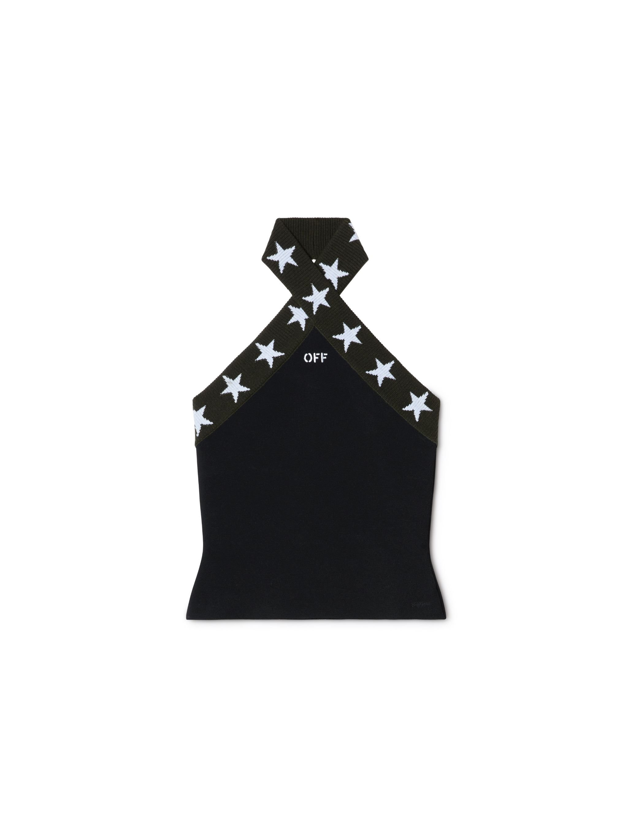 OFF WHITE Schwarzes Starry Halterneck-Top SCHWARZ OWHT02HS25KNI001