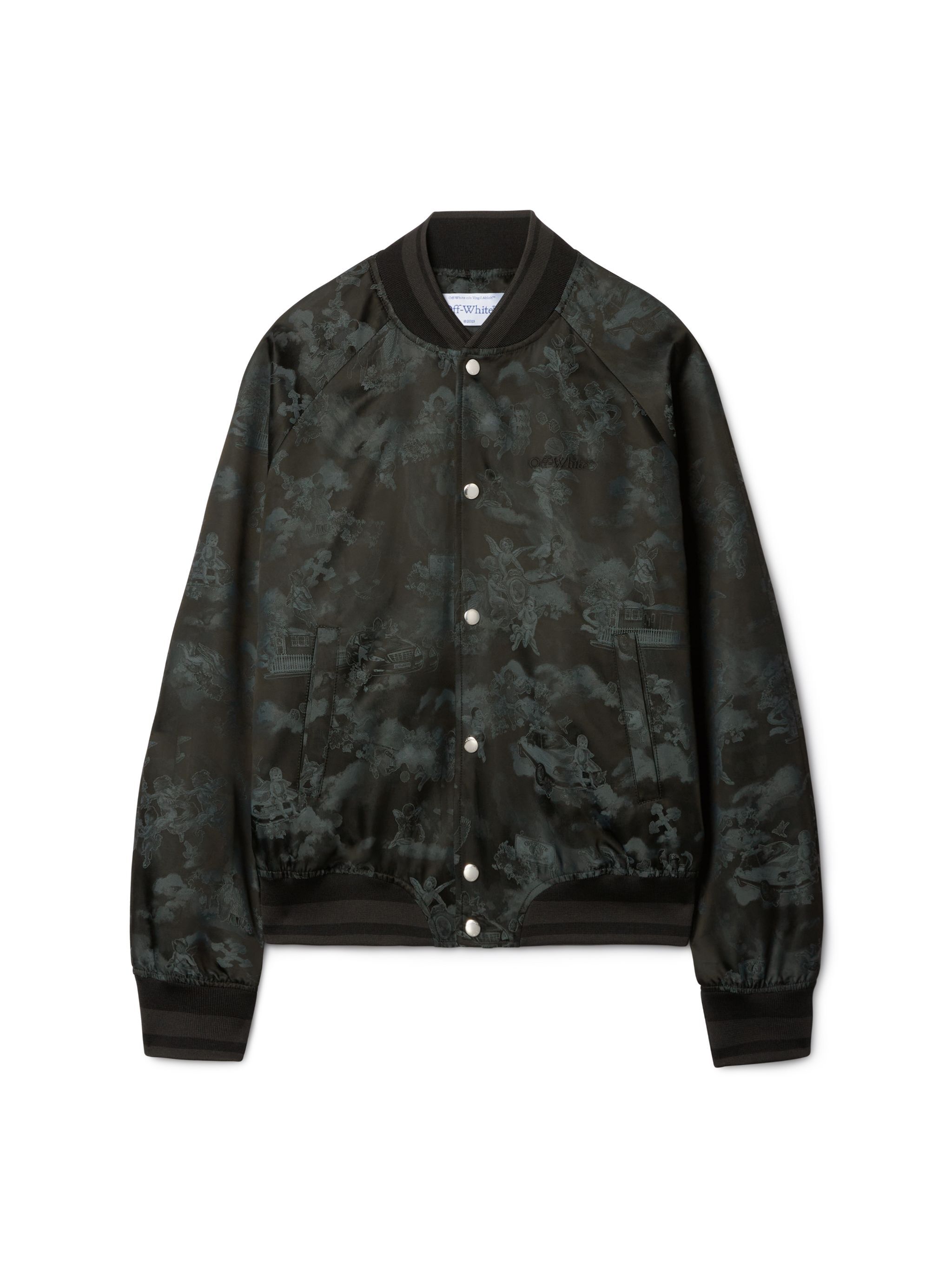 OFF WHITE Black Fresco Souvenir Varsity Jacket BLACK OMEH05AS25FAB002