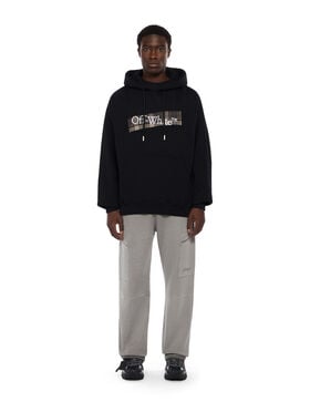 OFF WHITE Flannel Diagonal Skate Hoodie BLACK - WHITE OMBB085F25FLE00S