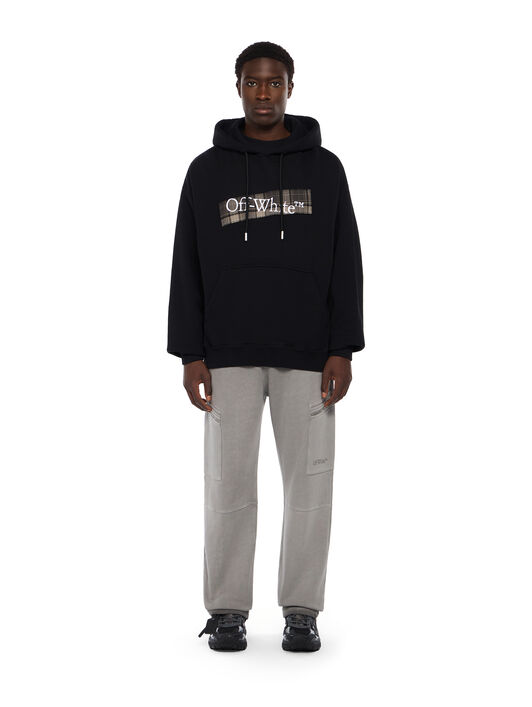 OFF WHITE Flannel Diagonal Skate Hoodie BLACK - WHITE OMBB085F25FLE00S