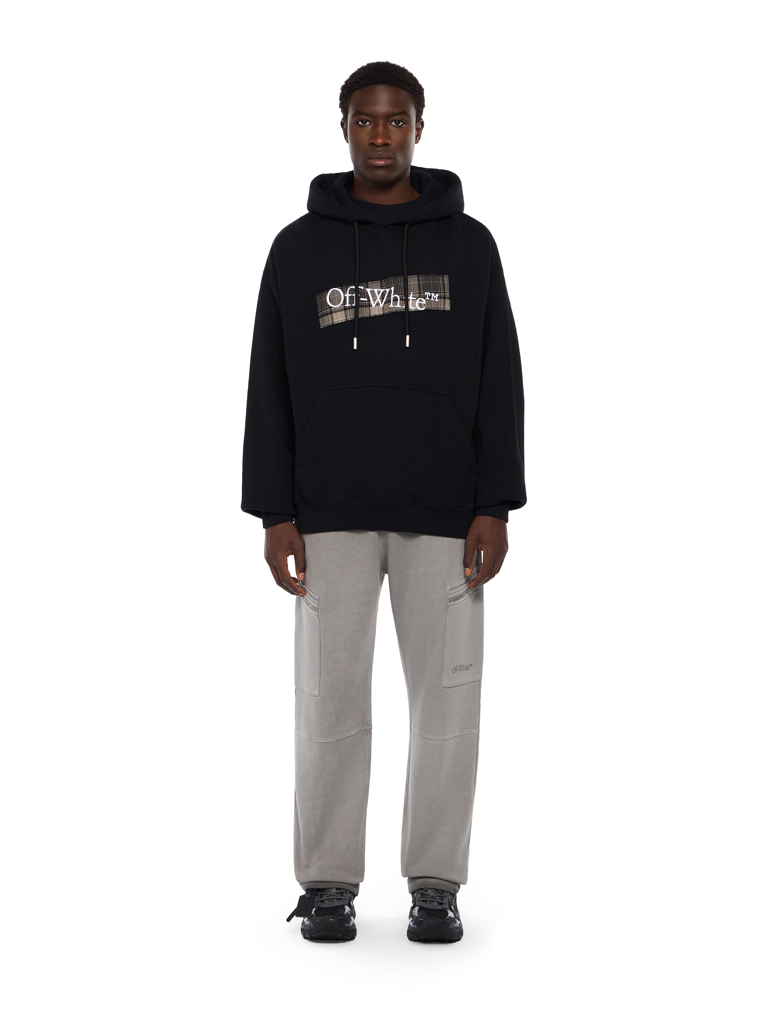 OFF WHITE Flannel Diagonal Skate Hoodie BLACK - WHITE OMBB085F25FLE00S