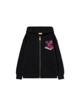 OFF WHITE Arrow Spray Hoodie Zip Up BLACK - FUCHSIA OGBE001F25FLE001