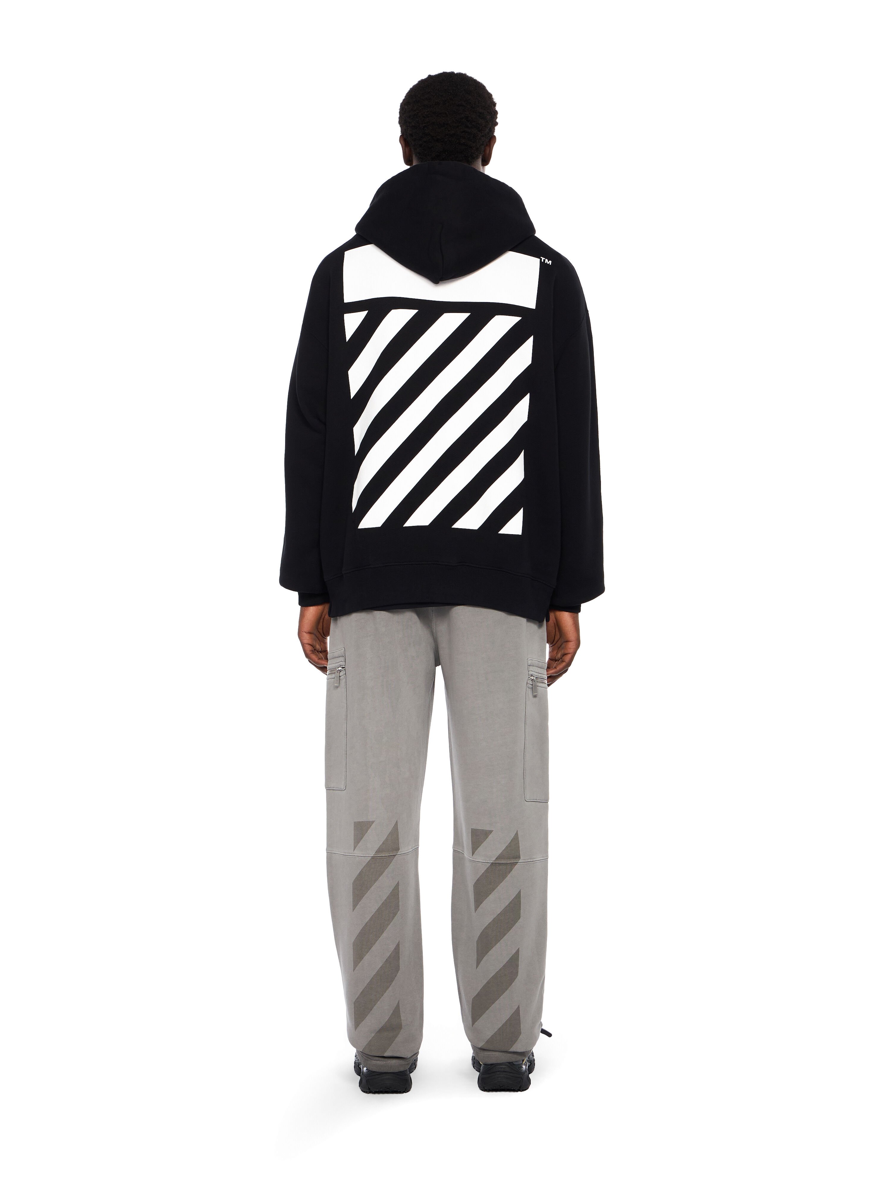 OFF WHITE Flannel Diagonal Skate Hoodie BLACK - WHITE OMBB085F25FLE00S
